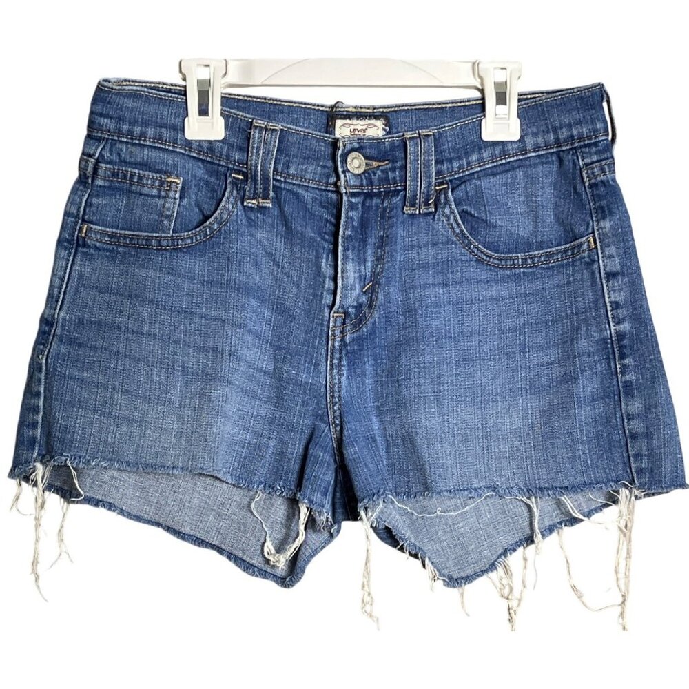 Levis 515 Shorts Denim Jean Cutoffs Blue Casual Mid Rise Summer Staple Womens 4